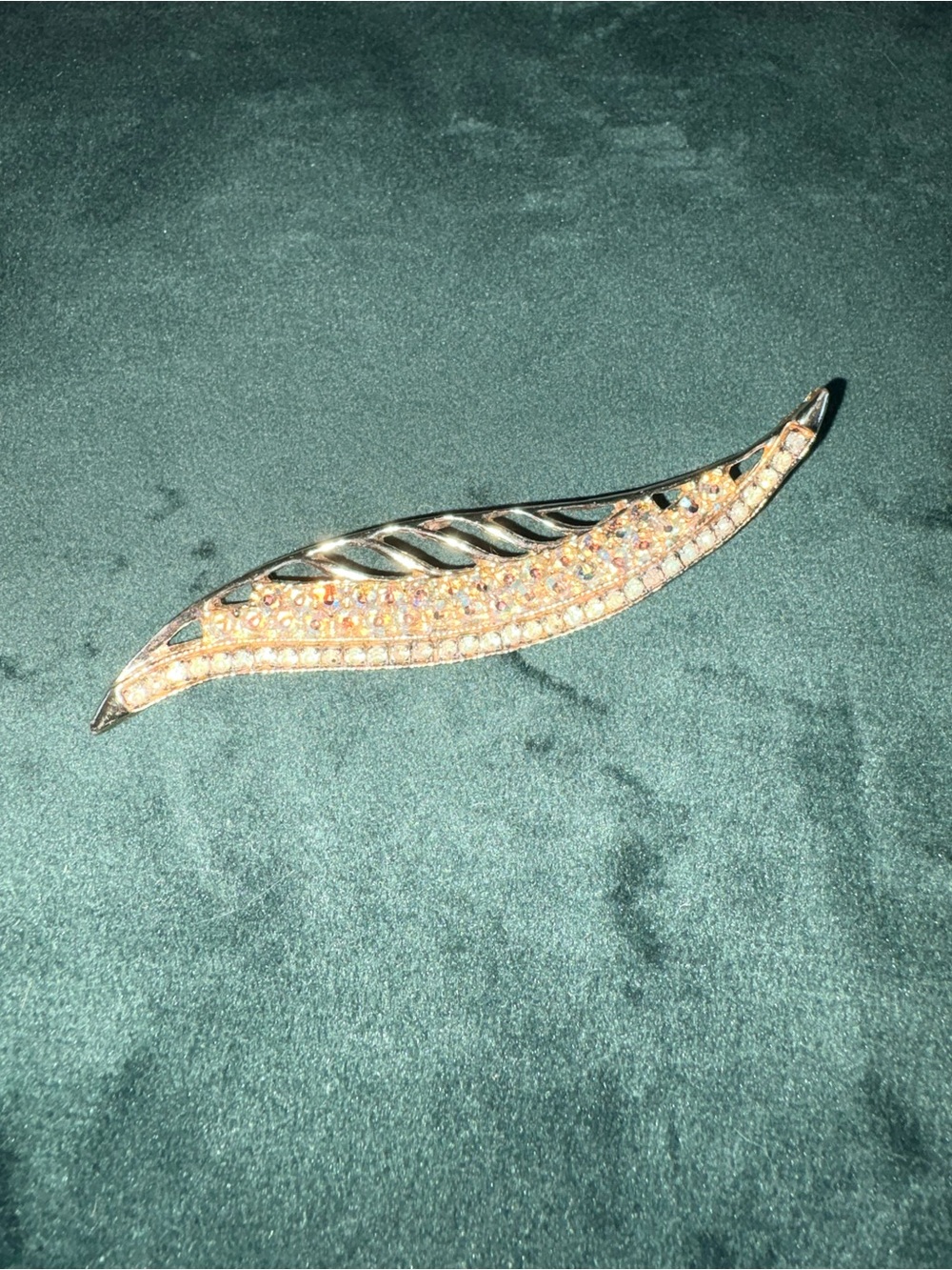 Mid-century Rhinestone Feather Brooch - Picture 2 of 8